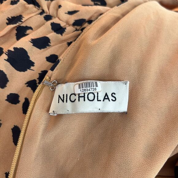 Nicholas $590 Women's Leopard Gathered Mini Frill Dress in‎ Silk Size 8 Ruched - Picture 14 of 16